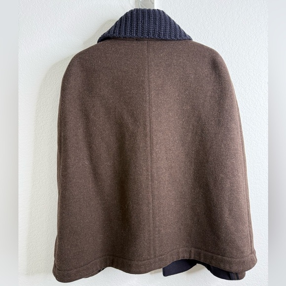 PLAN C Roll-neck Wool Cape Jacket In Brown Sz 38 = US 4 - Picture 11 of 15